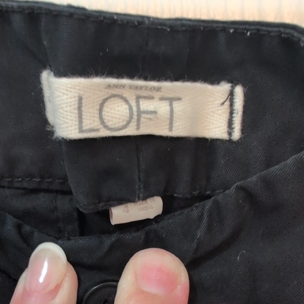 LOFT Black Bermuda Shorts Tailored Cotton Blend - Picture 2 of 3